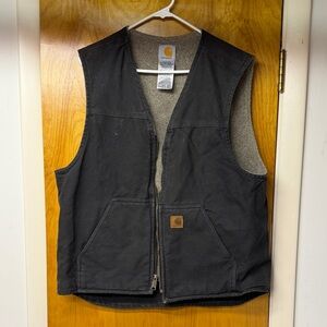 Carhartt Black Canvas Sherpa-Lined Work Vest